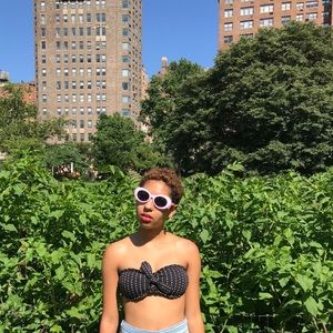 Black and white polka dot bra top